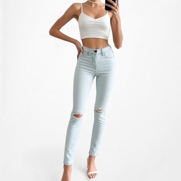 American Eagle Outfitters Mid Rise Ripped Knee Distressed Jegging Jeans Size XS - Picture 2 of 8